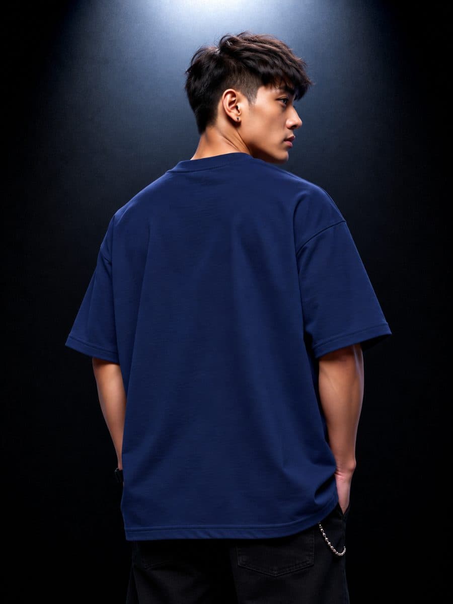 North East Division Oversized Fit in beige in navy — view 3