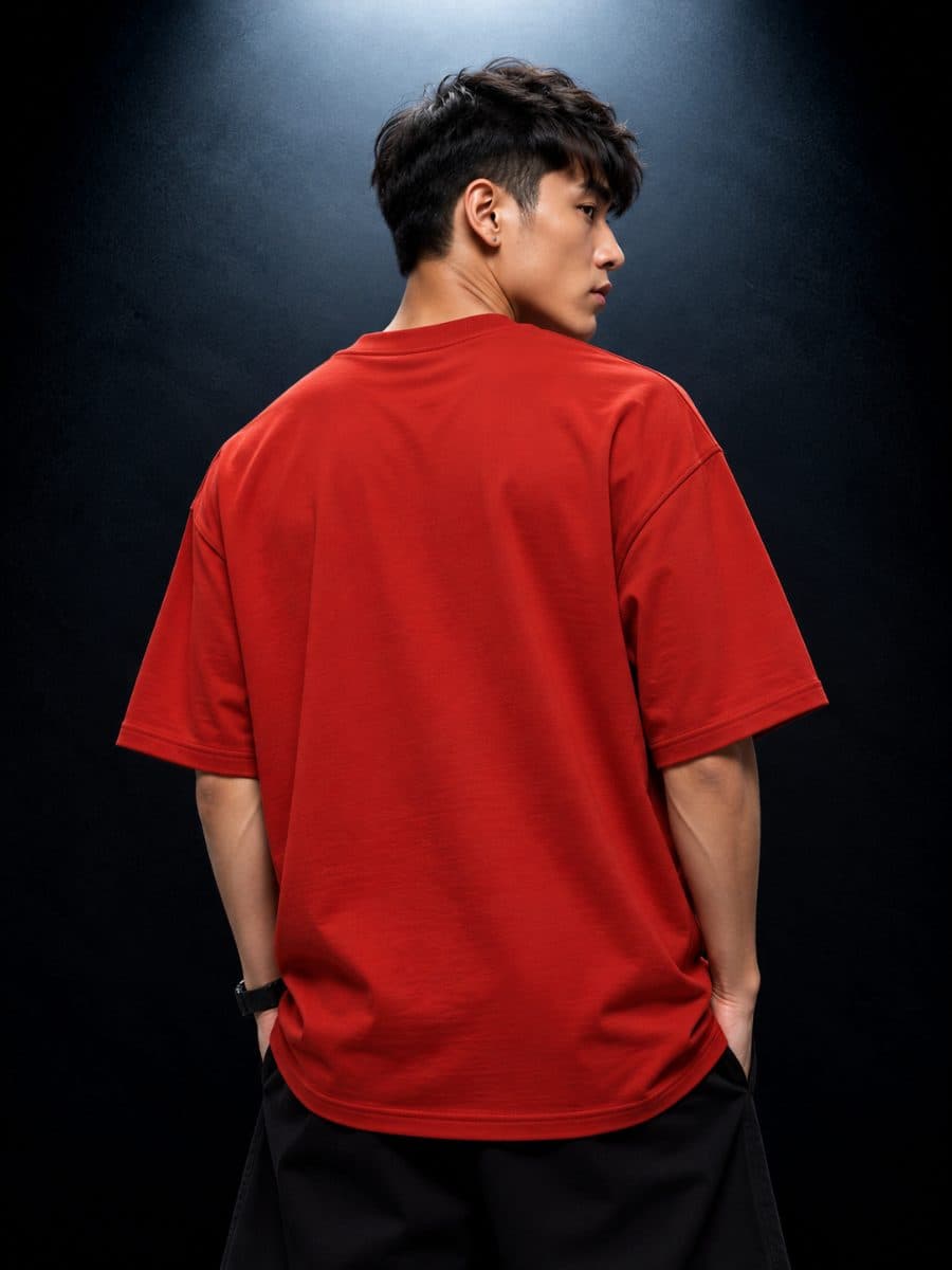 Signature Men Oversized Fit in black in red — view 3