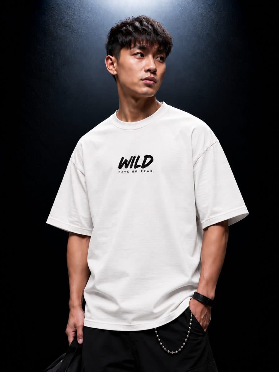 Men Wild Have No Fear T-Shirt in black in white
