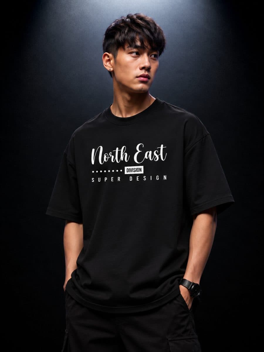 North East Division Oversized Fit in beige in black
