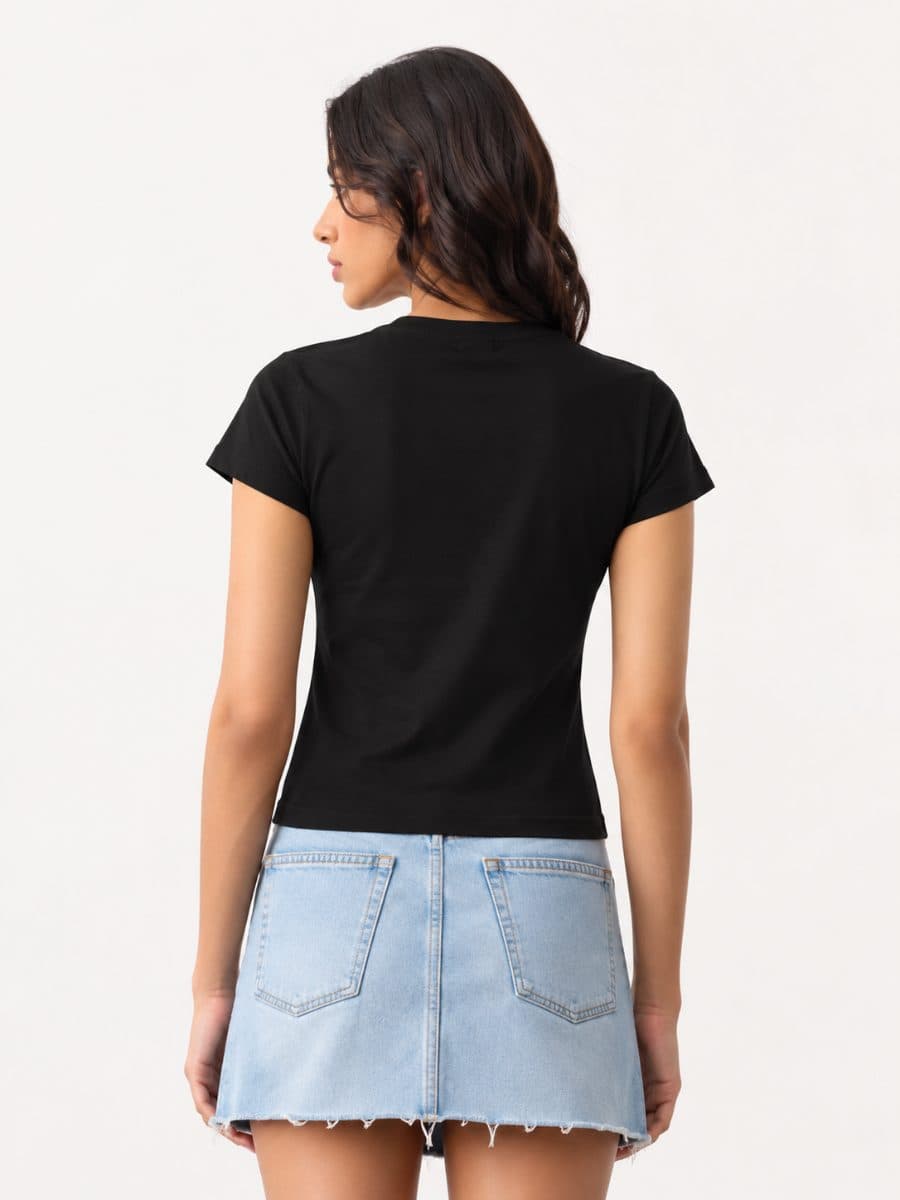 Women Bloom & Blossom Floral T-Shirt in black — view 3